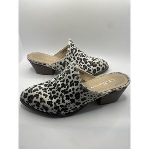 Very Volatile LA Leather Leopard Calf Hair Sling Back Mules Booties Womens 71/2